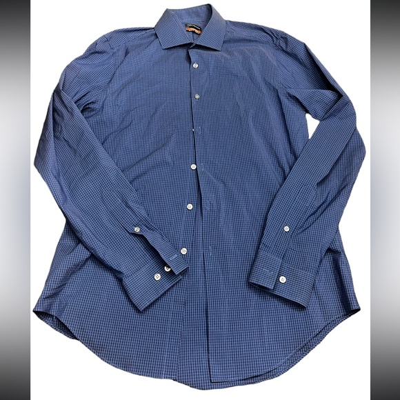 Van Heusen Slim Fit Stretch Blue Check Dress Shirt Men’s 15-15.5 M - Picture 1 of 2